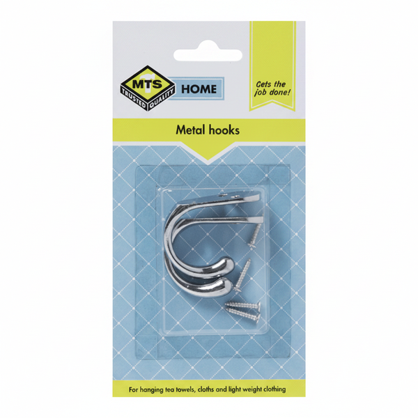 MTS Metal Robe Hooks 2 Piece Set for Wall Mounting - Durable &amp; Sleek