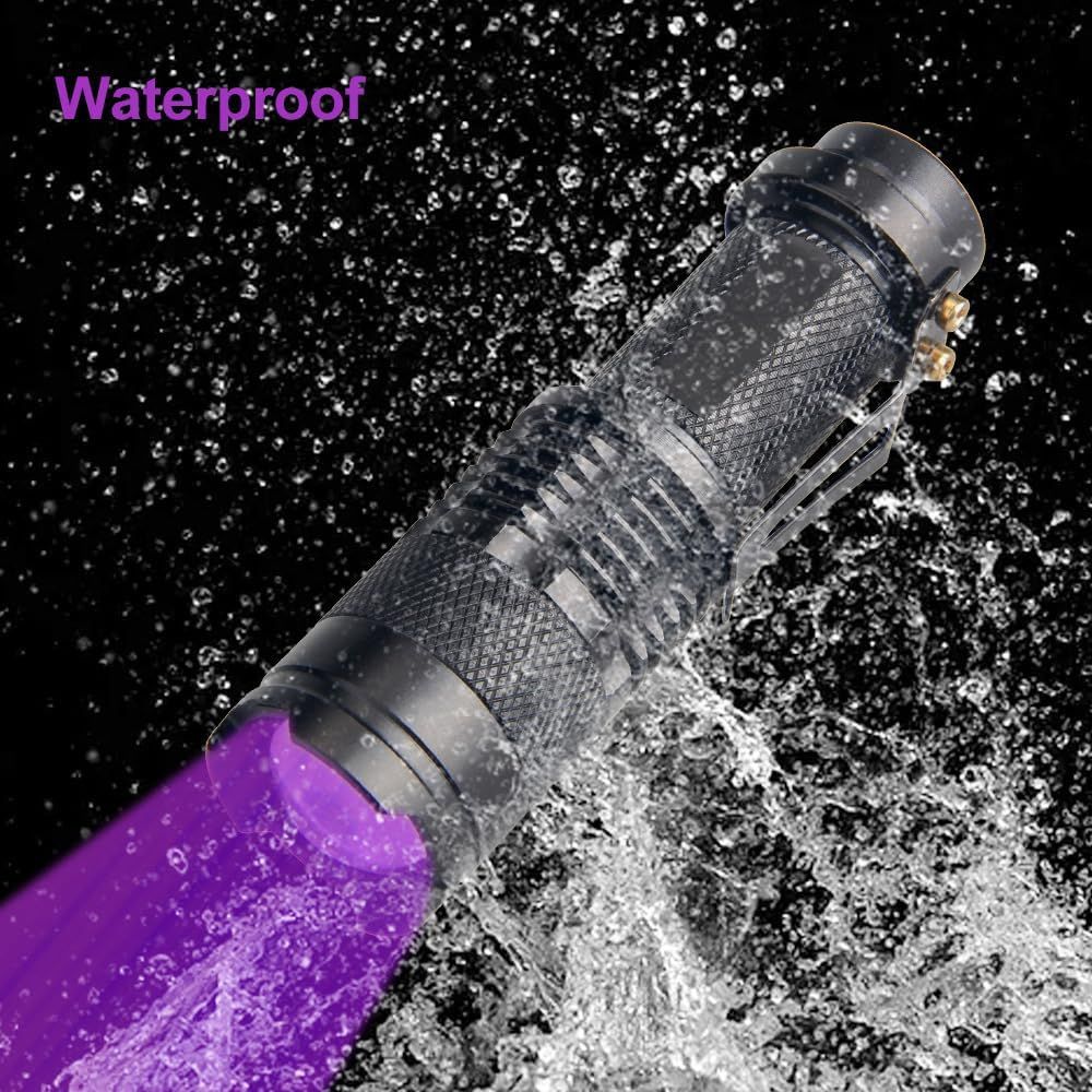 AquaGlow UV Flashlight - Zoomable Lens- Black Light/Scorpion Torch