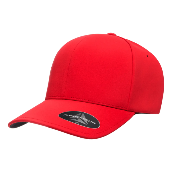 Flexfit Delta Red Curve Peak Adjustable Hook &amp; Loop Velcro Cap
