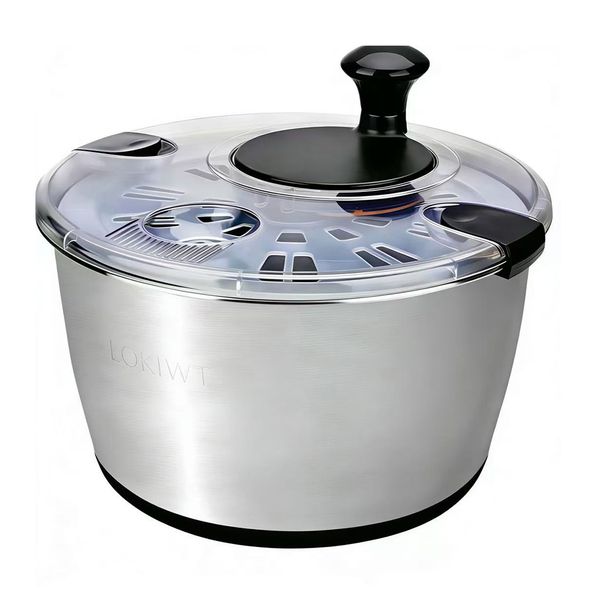 LOKIWT Stainless Steel Salad Spinner,Lettuce Dryer Vegetable &amp; Fruit Washer