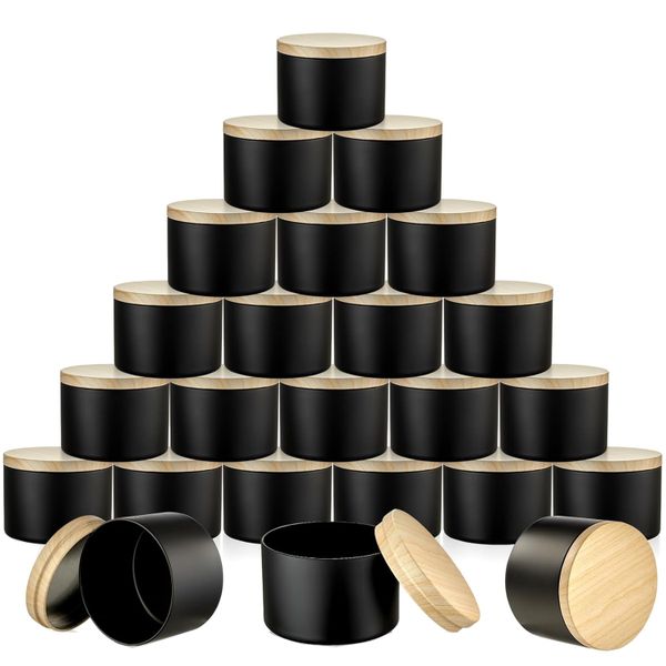 24 Pack Candle Tins with Lids 118ml Bulk Empty Candle Metal Jars Container