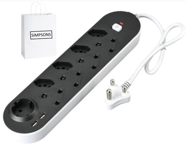 9 Way Multi Plug with Sockets and Mini Simpsons Bag
