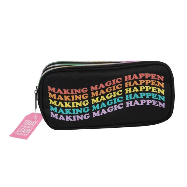 Colour Me Pencil Bag - Quotes Design 22cm - Black