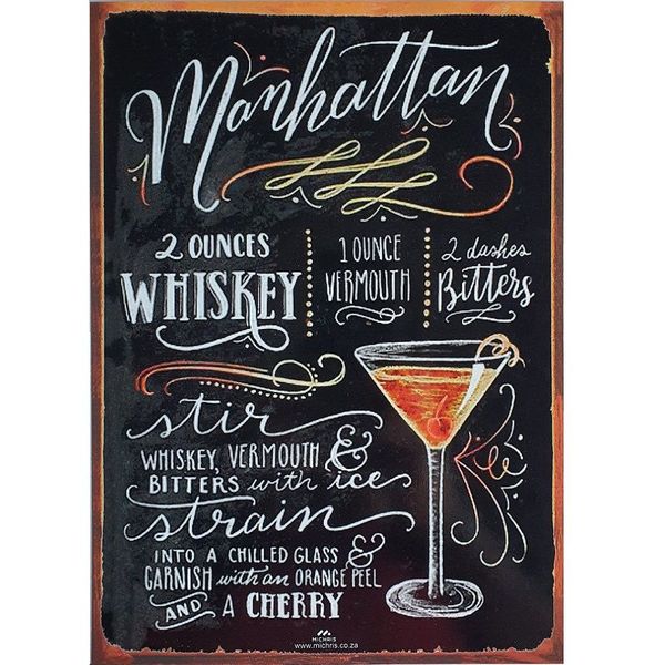 Vintage Metal Tin Signs - Manhattan - Pub Decorative Metal Plates