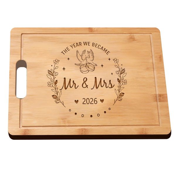 Laser Engraved Bamboo Cutting Board Wedding Gifts for Couples Marriage