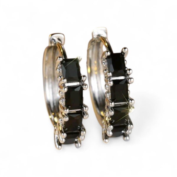 Glamorous Square-Cut Crystal Hoop Earrings