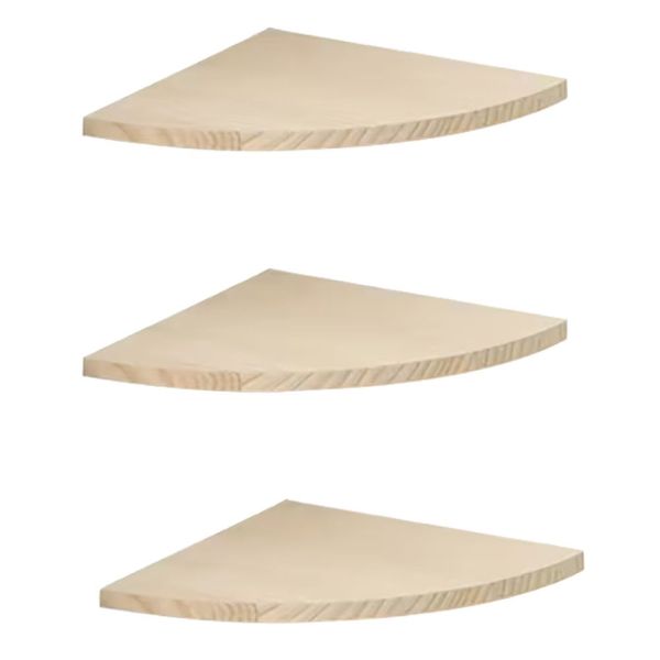 Decor Fan-Shaped Wall Mounted Wooden Corner Floating Shelves 3 Piece - 22cm