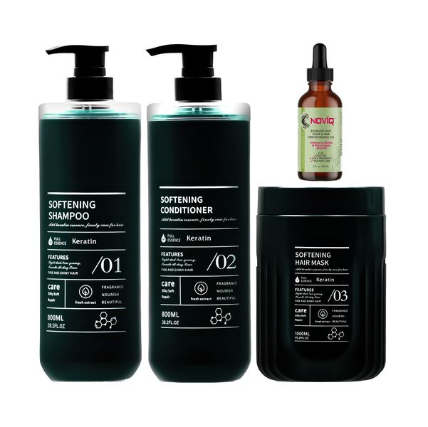 Keratin Shampoo, Conditioner &amp; Mask - 3-Pack + Noviq Hair/ Scalp Oil Set