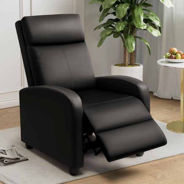 Recliner Chair PU Leather Adjustable Armchair Sofa Push Back Couch