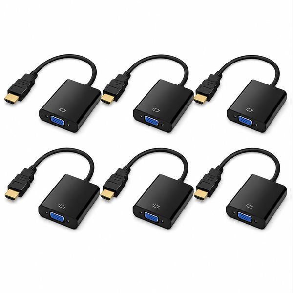 6 Pack HDMI to VGA Adapter Gold Plated 1080P for Laptop Monitor Projector