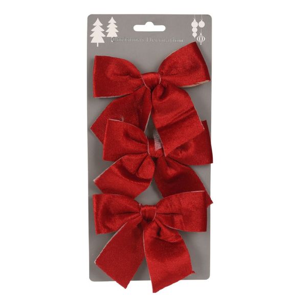 Red velvet bow - set of 3