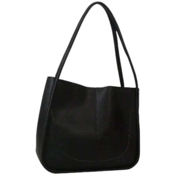 Elegant Curved Shoulder Tote Bag - Brown