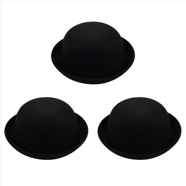 Melone Bowler Muetze Hut Filzhut Chaplin Hat Reithut Schwarz