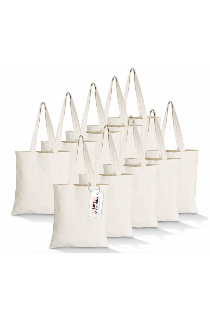 Love & Sparkles Original Cotton Unbleached Eco-Friendly Tote Bags 10 ...