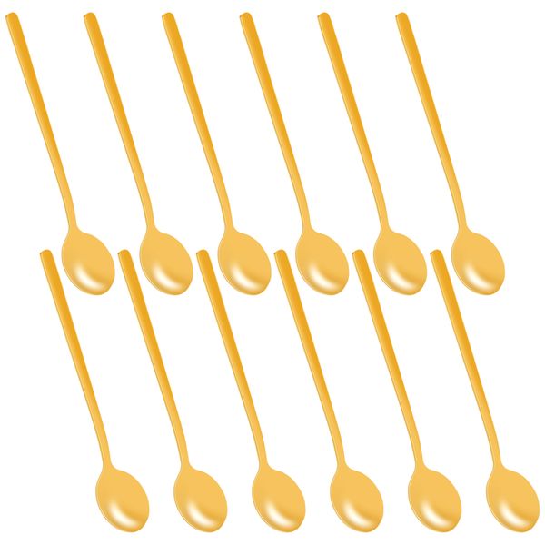 12Pcs/Set Shape Coffee Spoon Stainless Steel Dessert Spoon(Gold)
