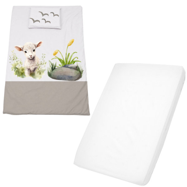 Cot Duvet Cover &amp; Waterproof Fitted Sheet 1170x560mm - Hebreers 13:5