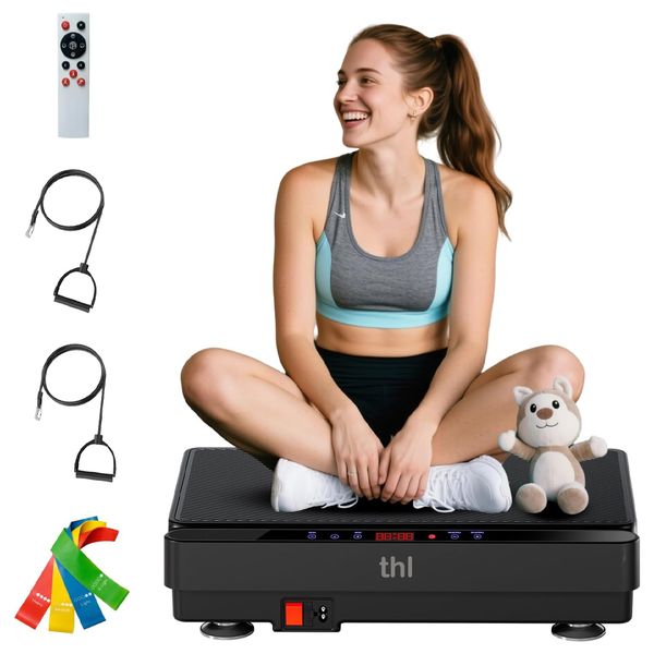 thl Vibration Plate Exercise Machine, Bands Included, Workout at Home