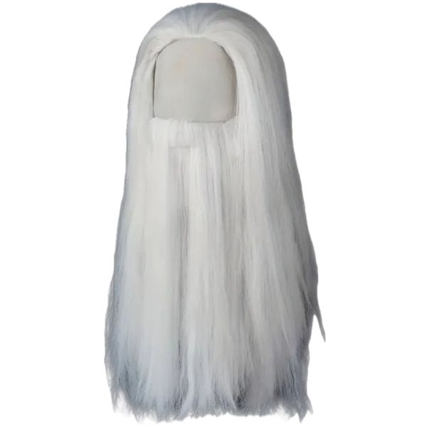 Party Cosplay White Wizard Wig &amp; Beard Set 70cm - Long Straight Synthetic