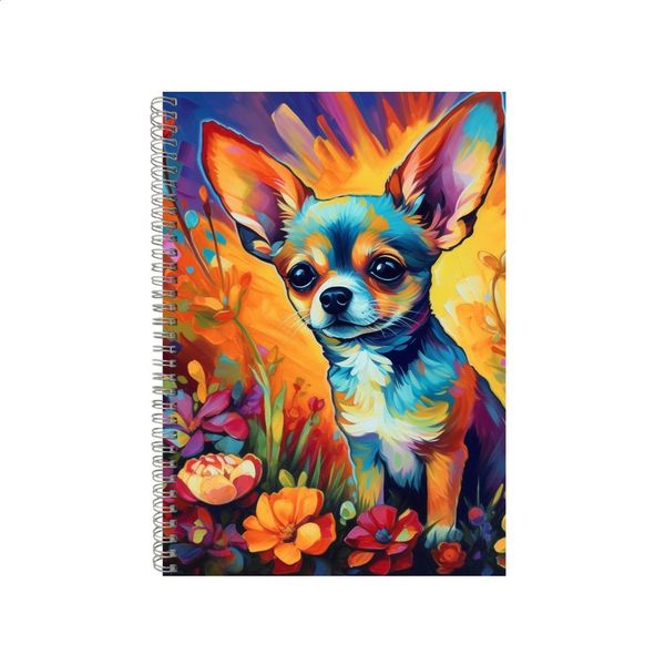 Chihuahua With Orange Lilies Neon Notebook Gift Idea A4 Notepad Pad 70
