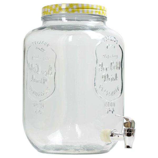 Fruit Infuser Glass Beverage Dispenser with Metal Lid