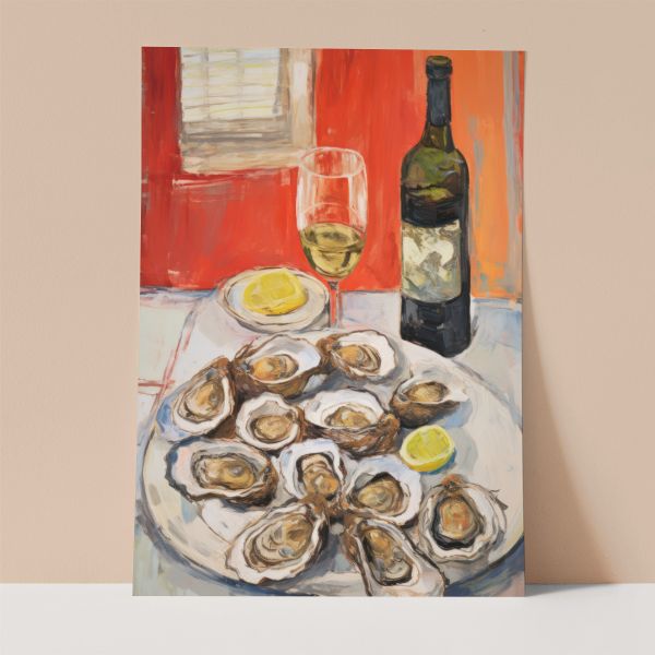 Oyster and Wine Wall Print