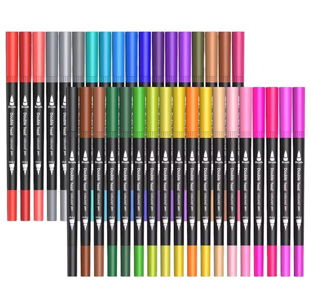 36 Piece - Water-Based Ink Marker Pens With Dual Tip Design - Multicolor