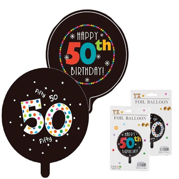 Helium Balloon - Foil - Party - Happy Birthday - 50 - 45cm - 2 Pack