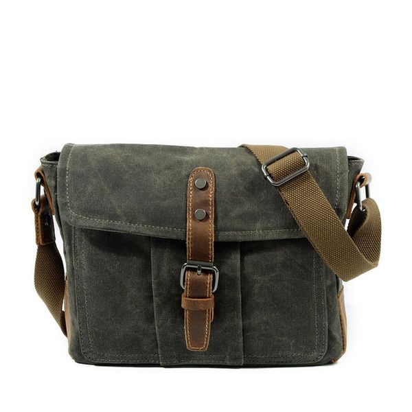 Canvas Waterproof Simple Shoulder Bag-Grey Green