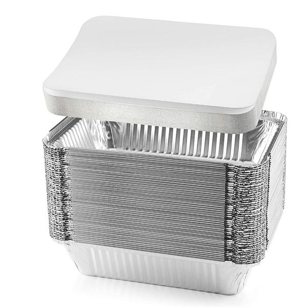 Foil Tray Container with Lid - Medium 15cm x 20cm - Pack of 10