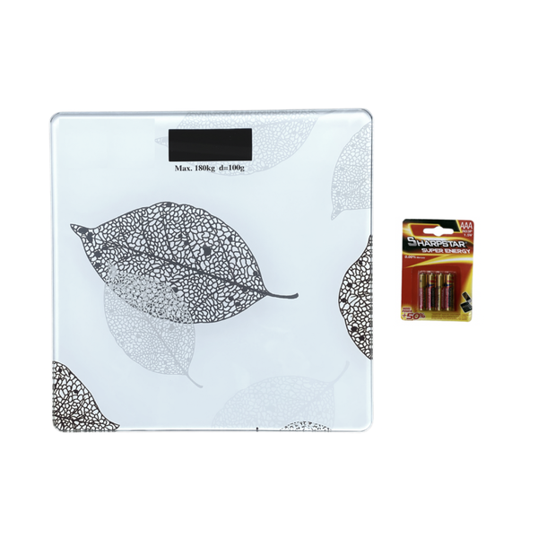 Electronic Glass Body Weight Bathroom Scale with 4x AAA Batteries