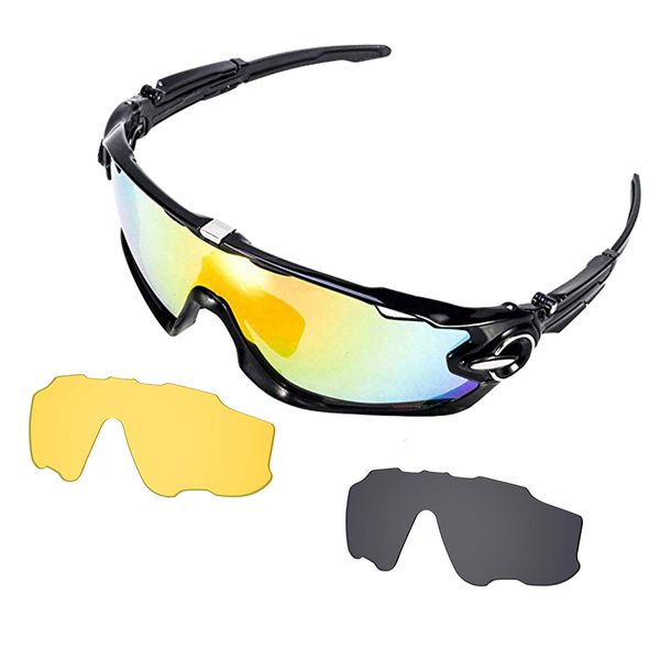 UV400 Polarized Men Sports Bicycle Glasses with 2 Interchangeable Lenses