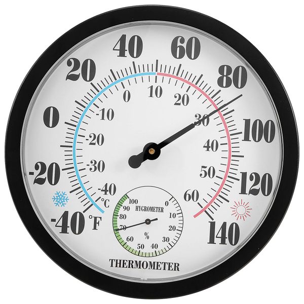 Indoor Outdoor Thermometer Garden Large Number 10 In Diameter(Black)