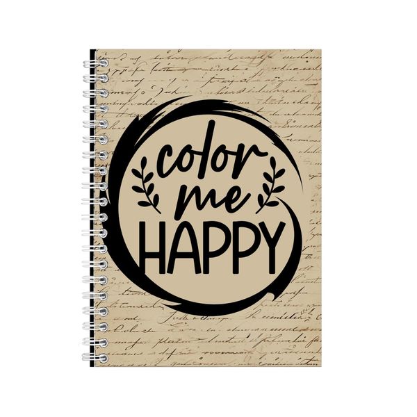 Happy A5 Notebook Spiral and Lined Calligraphy Quotes Graphic Notepad 124