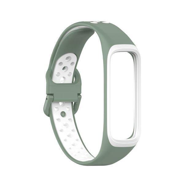 Silicone Sport Strap Compatible With Samsung Galaxy Fit 2 R220-Olive &amp;White