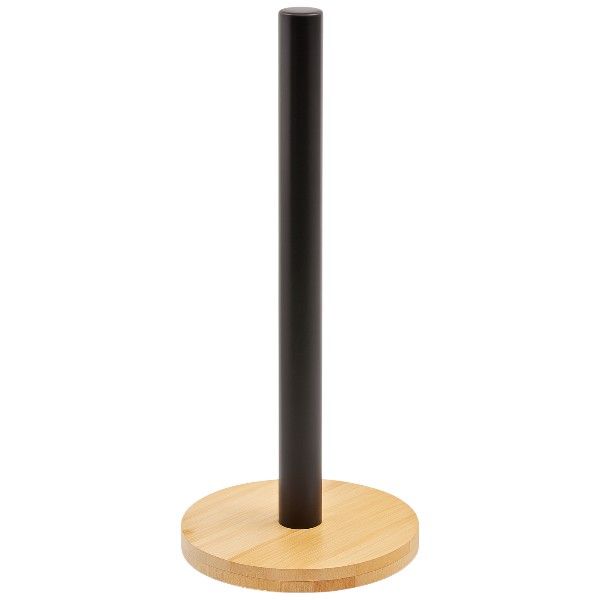 Modern Bamboo and Metal Paper Towel Holder - Black