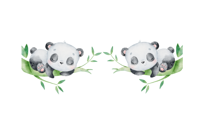 Baby Panda Tree Branch Nursery Wall Decals - Set of two