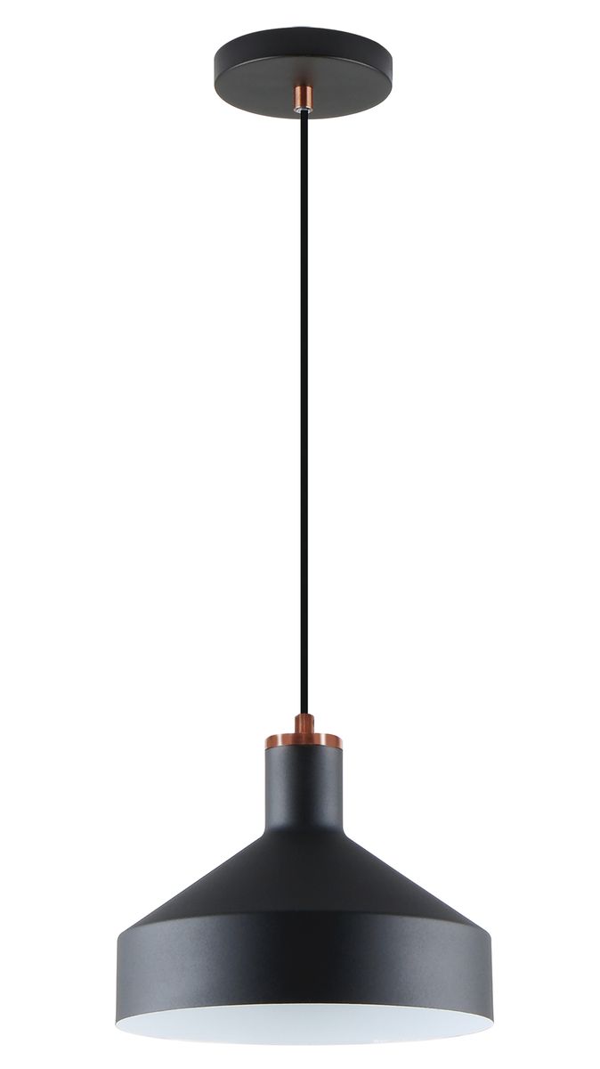 Bright Star Lighting 1-Light Pendant in Sand Black and Copper Finish -250mm