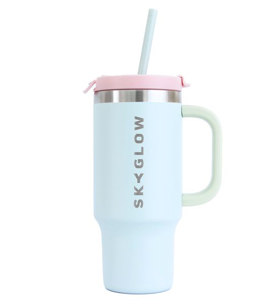 SkyGlow Kids 473ml Insulated Tumbler with Handle &amp; Straw | Spill-Proof