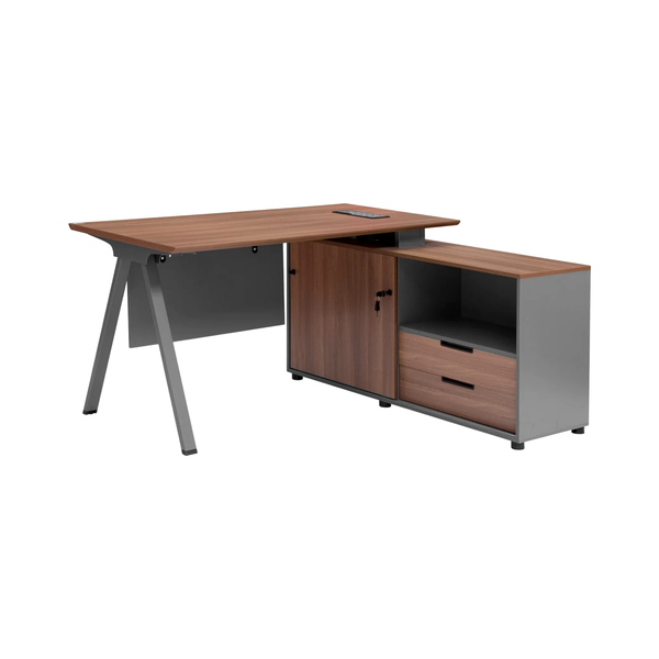 140 x 120 x 75cm L-Shaped 2 Drawers, 1 Lockable Compartment Reception Desk