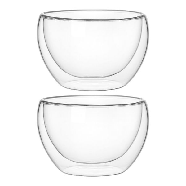 2-Pack 500ml Double-Layer Insulated Glass Bowl Set - Transpartent