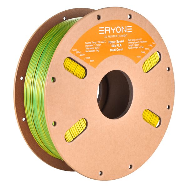 ERYONE Hyper PLA Dual Color Green &amp; Yellow Silk Filament 1kg 1.75mm