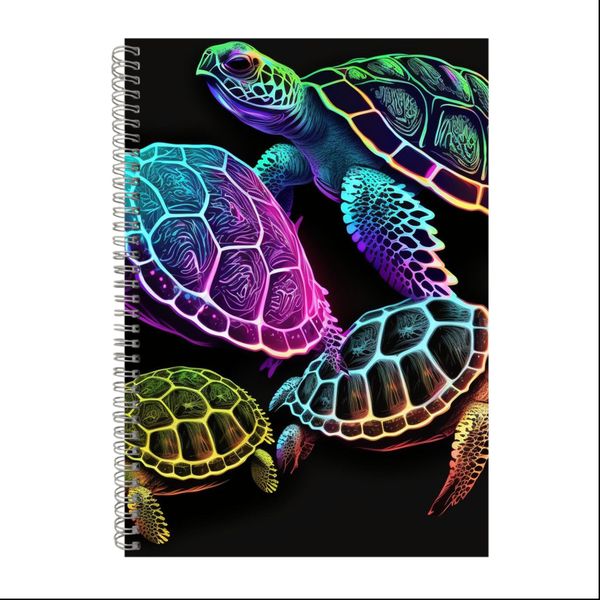 Neon Rainbow Turtle Set Gift Idea A4 Notepad 211
