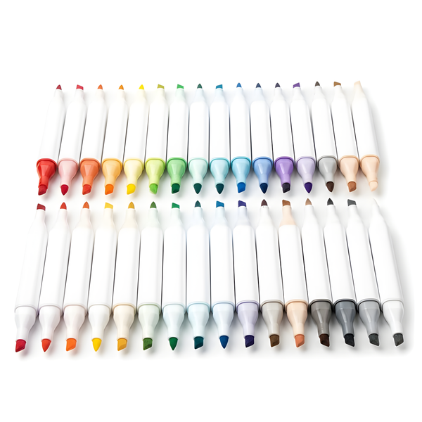24 Colors Dual Tipped Artistic Markers: Fine &amp; Chisel Set