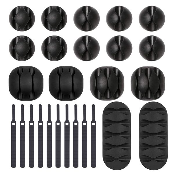 Reusable Desktop Multi-Purpose Cable Organizer Clips Cable Ties Kit-26pcs