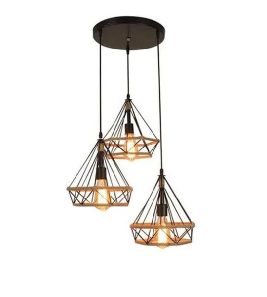Cluster of Three Hanging Vintage Rope Pendant Light