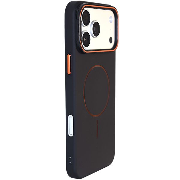 Black Magnetic Ring Phone Case With Orange Accents - Compatible With IPhone