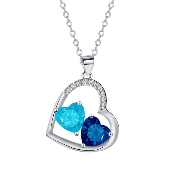 Women's Light Luxury Double Diamond Heart Necklace