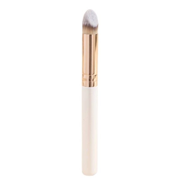 Pearlescent Wood Handle Lipstick Shaped Concealer Brush - White/Gold
