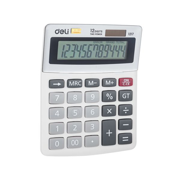 Deli Calculator 12 Digits Dual Power 133.5x106x33.2mm White