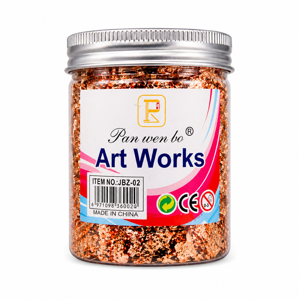 Pan Wen Bo Art Works Rose Gold Foil Flakes - Decorative Craft Jar